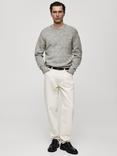 Mango Manu Flecked Wool Blend Jumper, Light Pastel Grey