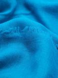 Mango Linen Blend Foulard Frayed Scarf, Medium Blue