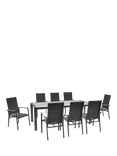 KETTLER Surf Active 8-Seater Garden Dining Table & Reclining Chairs Set, Grey