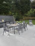 KETTLER Surf Active 8-Seater Garden Dining Table & Reclining Chairs Set, Grey