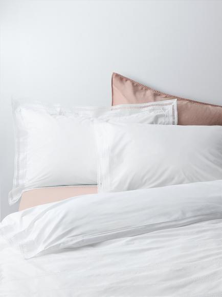 John Lewis Antique Pure Cotton Embroidered Percale Bedding, 200 Thread Count, White