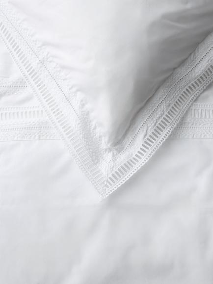 John Lewis Antique Pure Cotton Embroidered Percale Bedding, 200 Thread Count - view 2, White