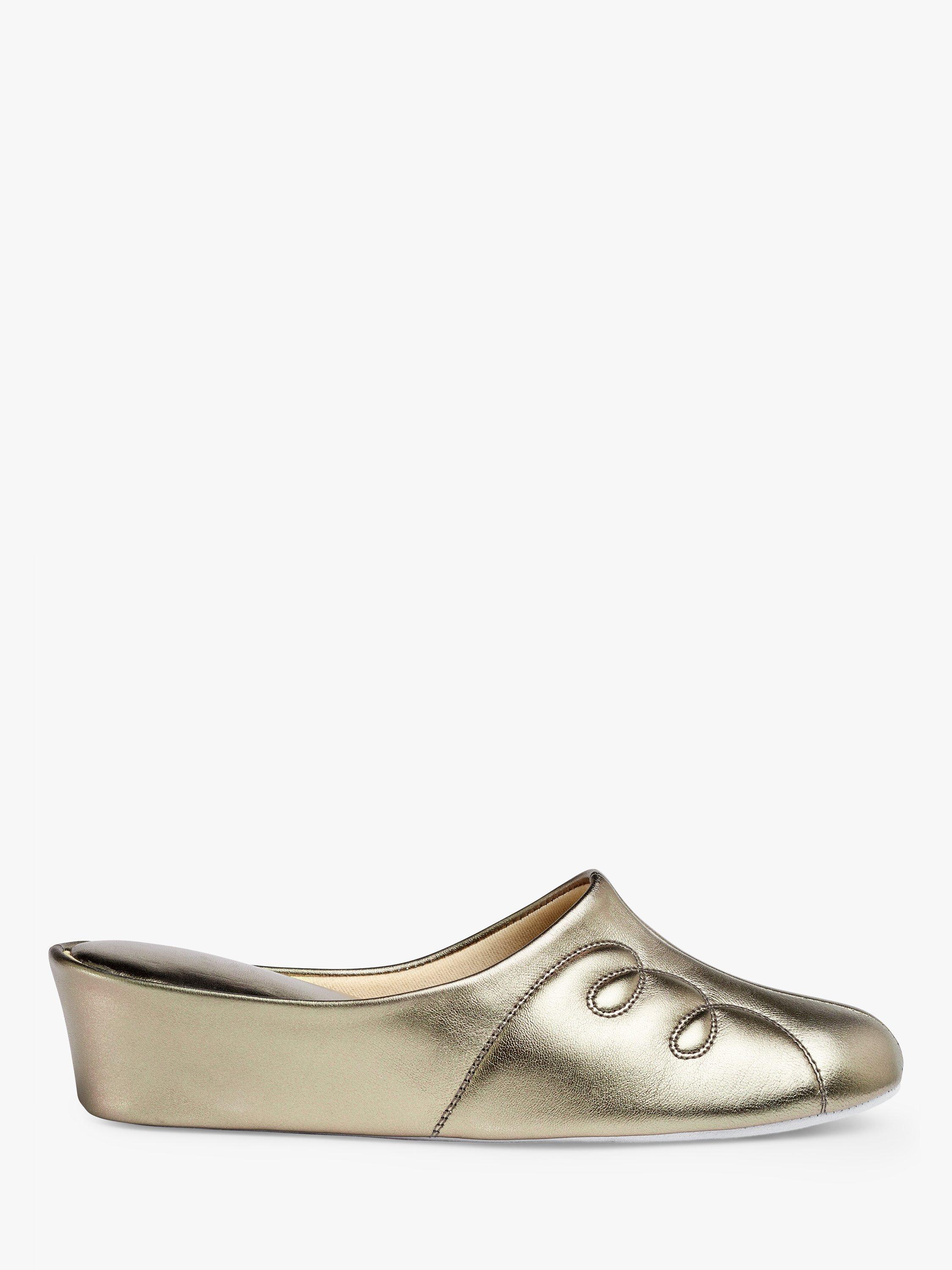 John Lewis Tricia Leather Mule Slippers, Pewter, 8