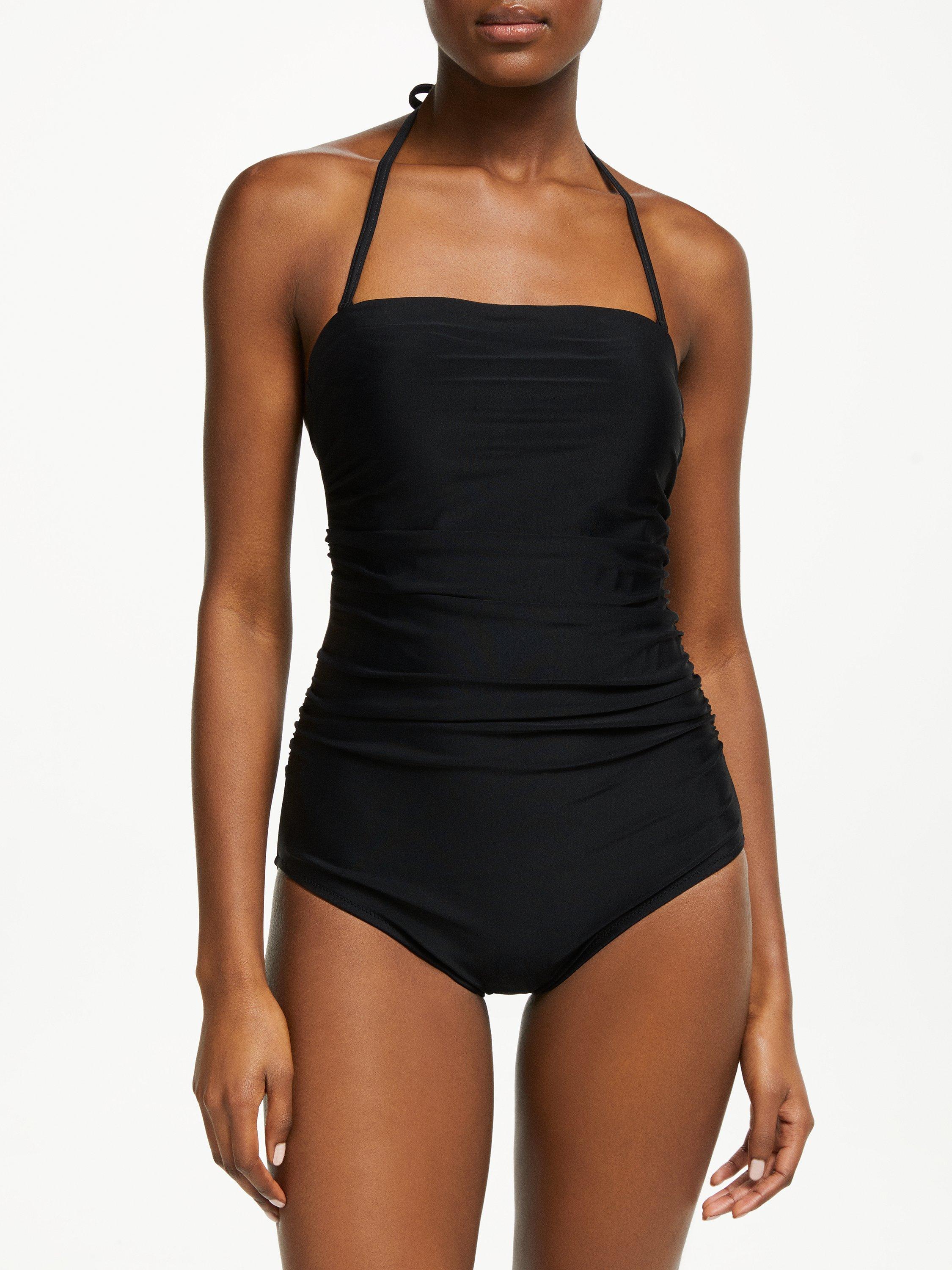 Product image 1 of 7, which shows John Lewis & Partners Control Bandeau Swimsuit, Black, 18