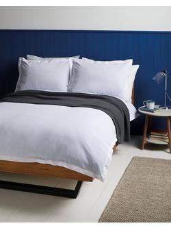 John Lewis Textured and Decorative Baby Seersucker Cotton Oxford Bedding, Blue/White, Blue/White