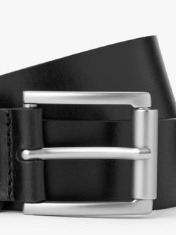 John Lewis Leather Belt, Black - view 2, Black