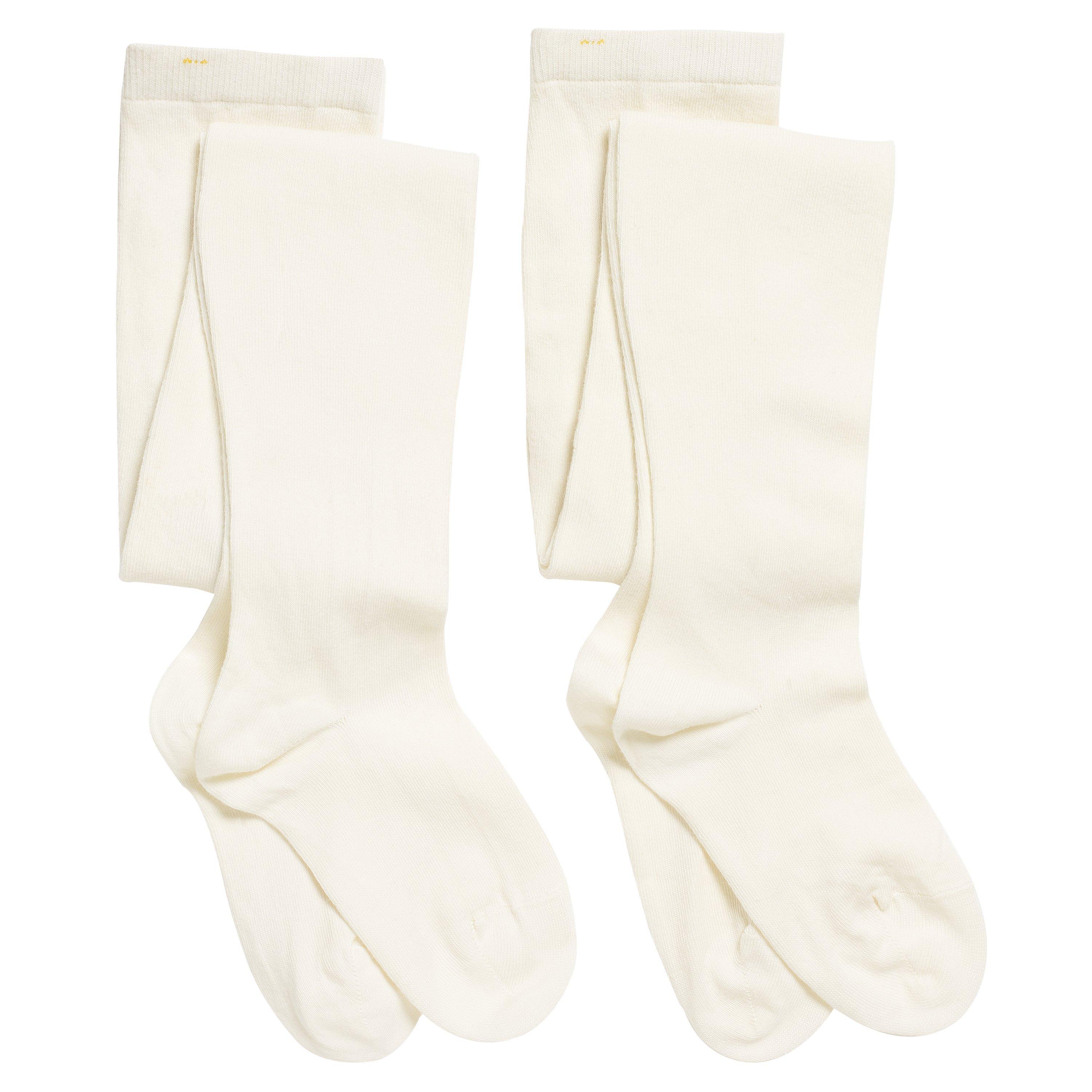 John Lewis & Partners Kids' Cotton Tights, Pack of 2, Ecru