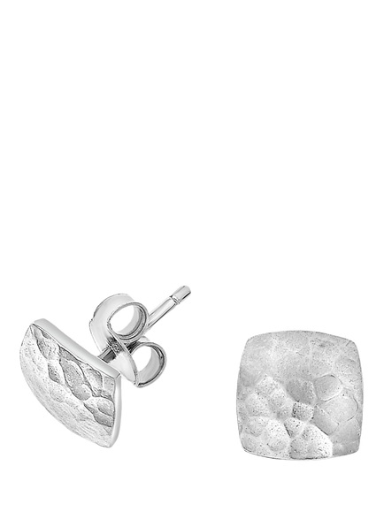 Dower & Hall Sterling Silver Nomad Square Stud Earrings, Silver, Silver