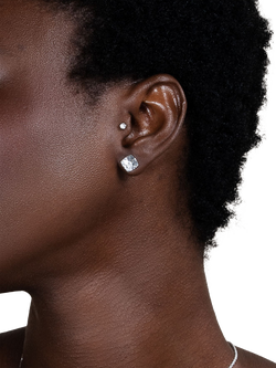 Dower & Hall Sterling Silver Nomad Square Stud Earrings, Silver - view 2, Silver