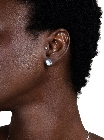 Dower & Hall Sterling Silver Nomad Square Stud Earrings, Silver - view 2, Silver