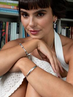 Dower & Hall Sterling Silver Curved Torque Bangle, Silver - view 2, 