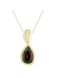 E.W Adams 9ct Gold Garnet Pendant Necklace, 
