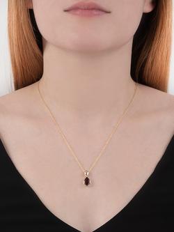 E.W Adams 9ct Gold Garnet Pendant Necklace - view 2, 