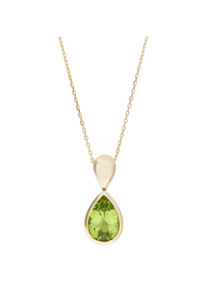 E.W Adams 9ct Yellow Gold and Peridot Drop Pendant Necklace, Gold/Green, 