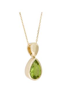 E.W Adams 9ct Yellow Gold and Peridot Drop Pendant Necklace, Gold/Green - view 2, 