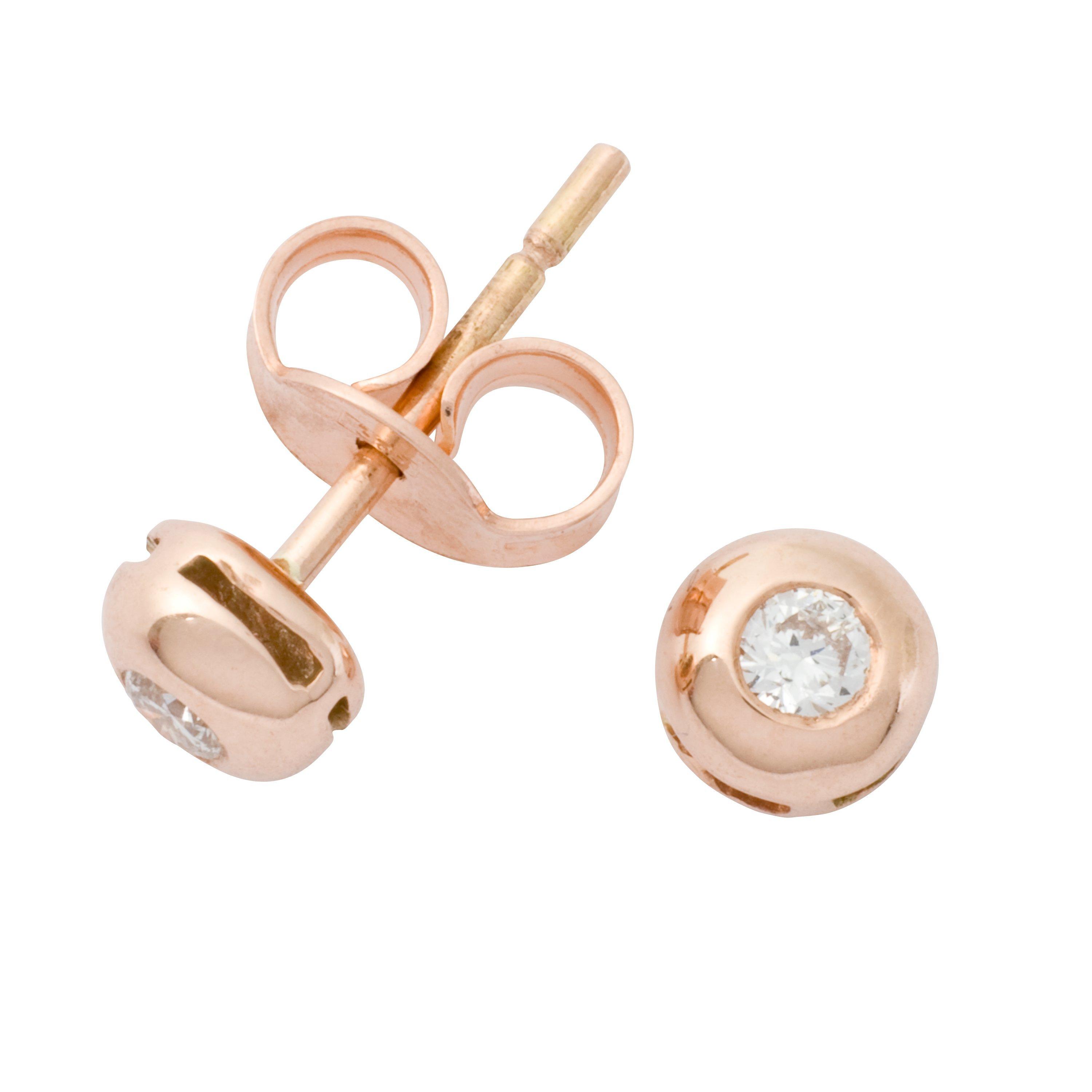 Product image 1 of 3, which shows London Road Rose Gold Diamond Stud Earrings
