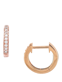 London Road 9ct Gold Diamond Hoop Earrings, Rose Gold