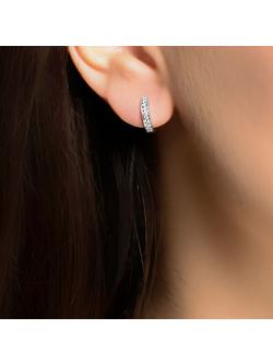 London Road 9ct Gold Diamond Hoop Earrings - view 2, White Gold