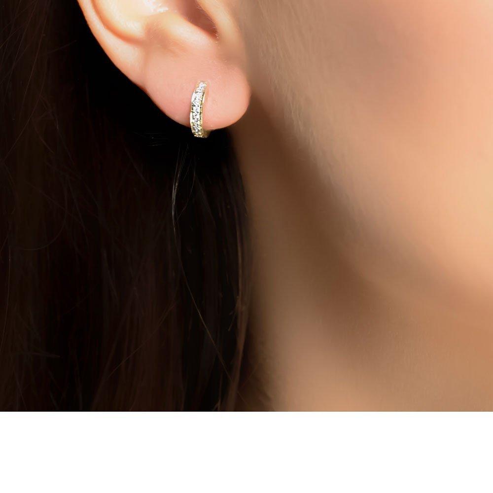 Product image 2 of 3, which shows London Road 9ct Gold Diamond Hoop Earrings, Yellow Gold