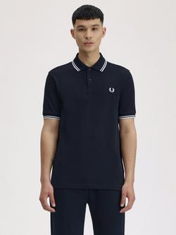 Fred Perry Twin Tipped Regular Fit Polo Shirt, Navy/White