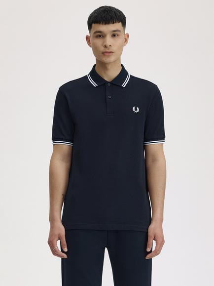 Fred Perry Twin Tipped Regular Fit Polo Shirt, Navy/White