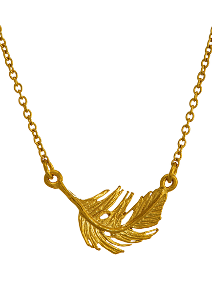 Alex Monroe Little Feather Necklace, Gold, Gold