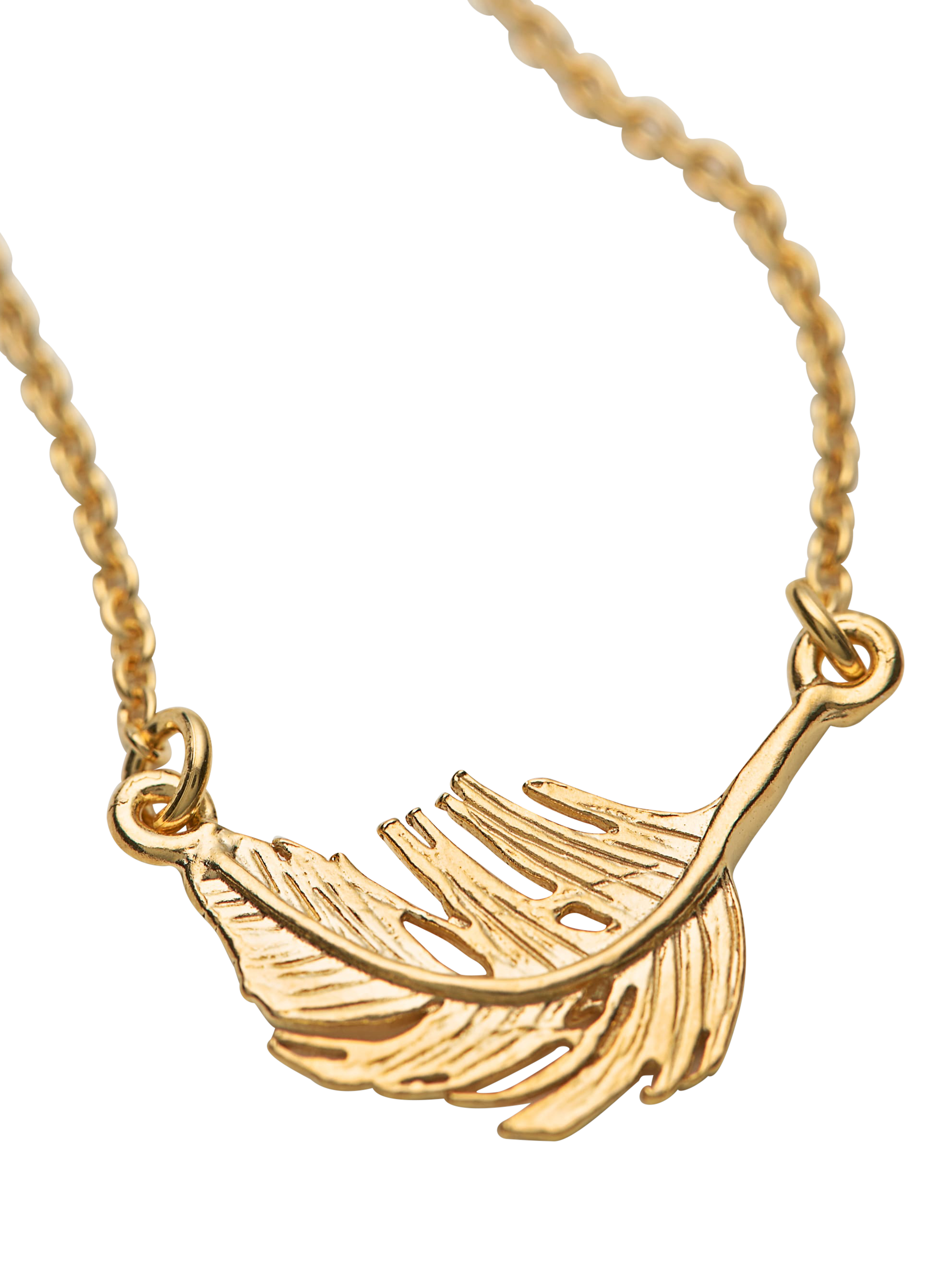 Product image 2 of 3, which shows Alex Monroe Little Feather Necklace, Gold