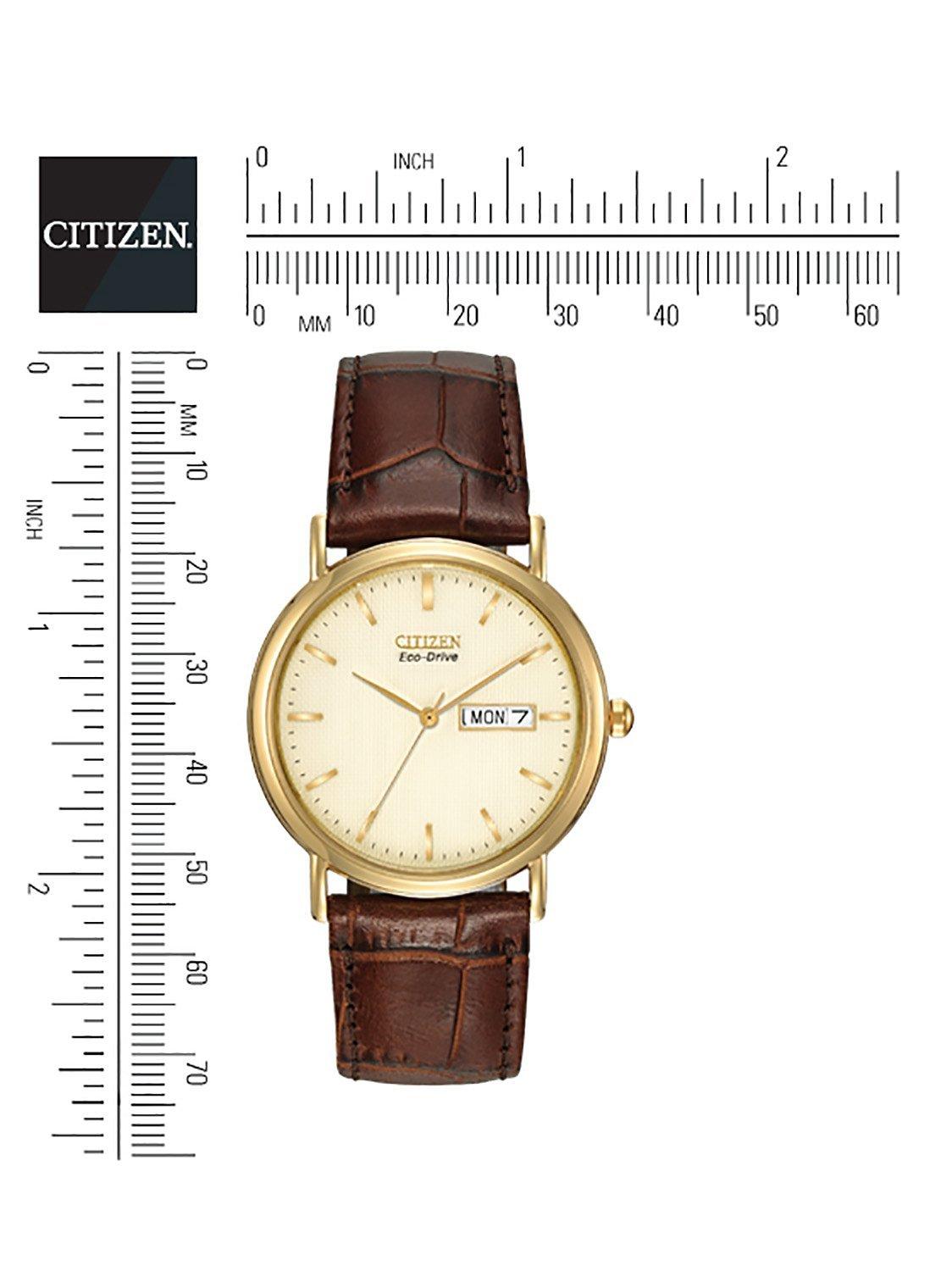 Citizen BM8242 08P Men s Eco Drive Leather Strap Watch Brown Gold