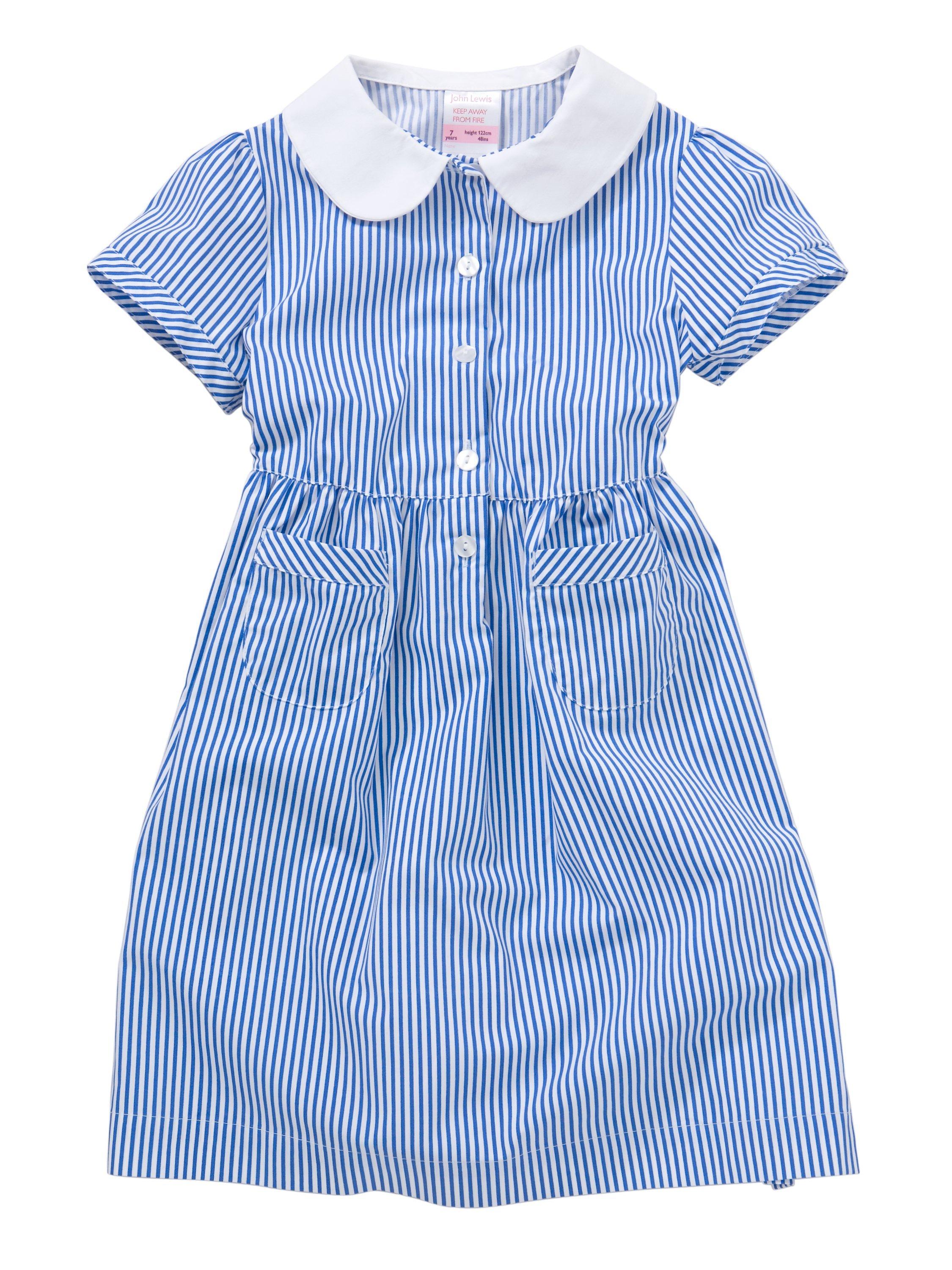 John Lewis School Striped Summer Dress Blue