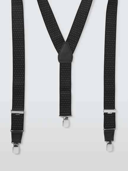 John Lewis Spot Patterned Braces, One Size, Black/White, Black/White