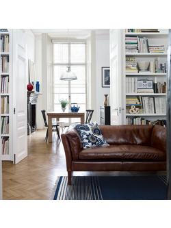 Halo Groucho Medium 2 Seater Leather Sofa, Dark Leg - view 2, Antique Whisky