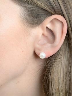 E.W Adams 9ct Yellow Gold Freshwater Pearl Bouton Stud Earrings - view 2, White