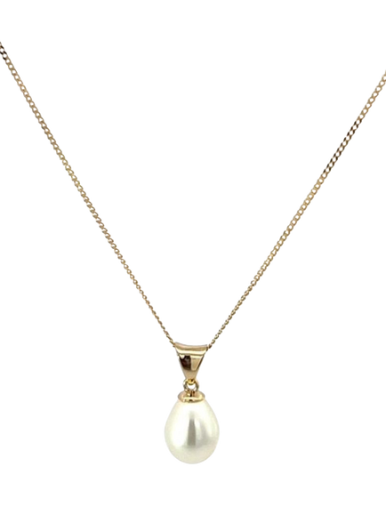 E.W Adams Freshwater Pearl Pendant Necklace, Gold/White, Gold/White