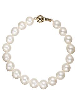 E.W Adams Freshwater Lustre Pearl Knotted 7.5" Bracelet with Gold Clasp, 