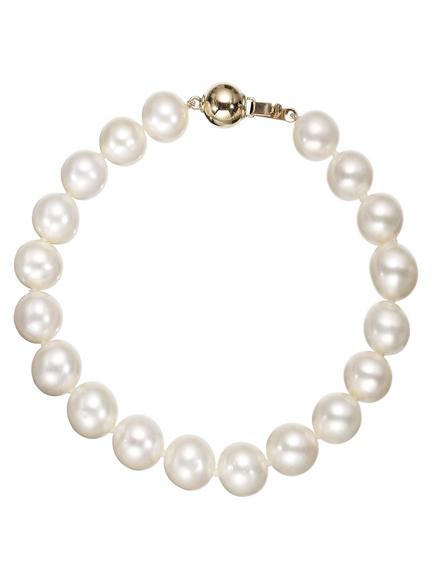 E.W Adams Freshwater Lustre Pearl Knotted 7.5" Bracelet with Gold Clasp, 