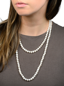 E.W Adams Freshwater Pearl Long Knotted Rope Necklace - view 2, White