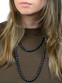 E.W Adams Freshwater Pearl Long Knotted Rope Necklace - view 2, Black