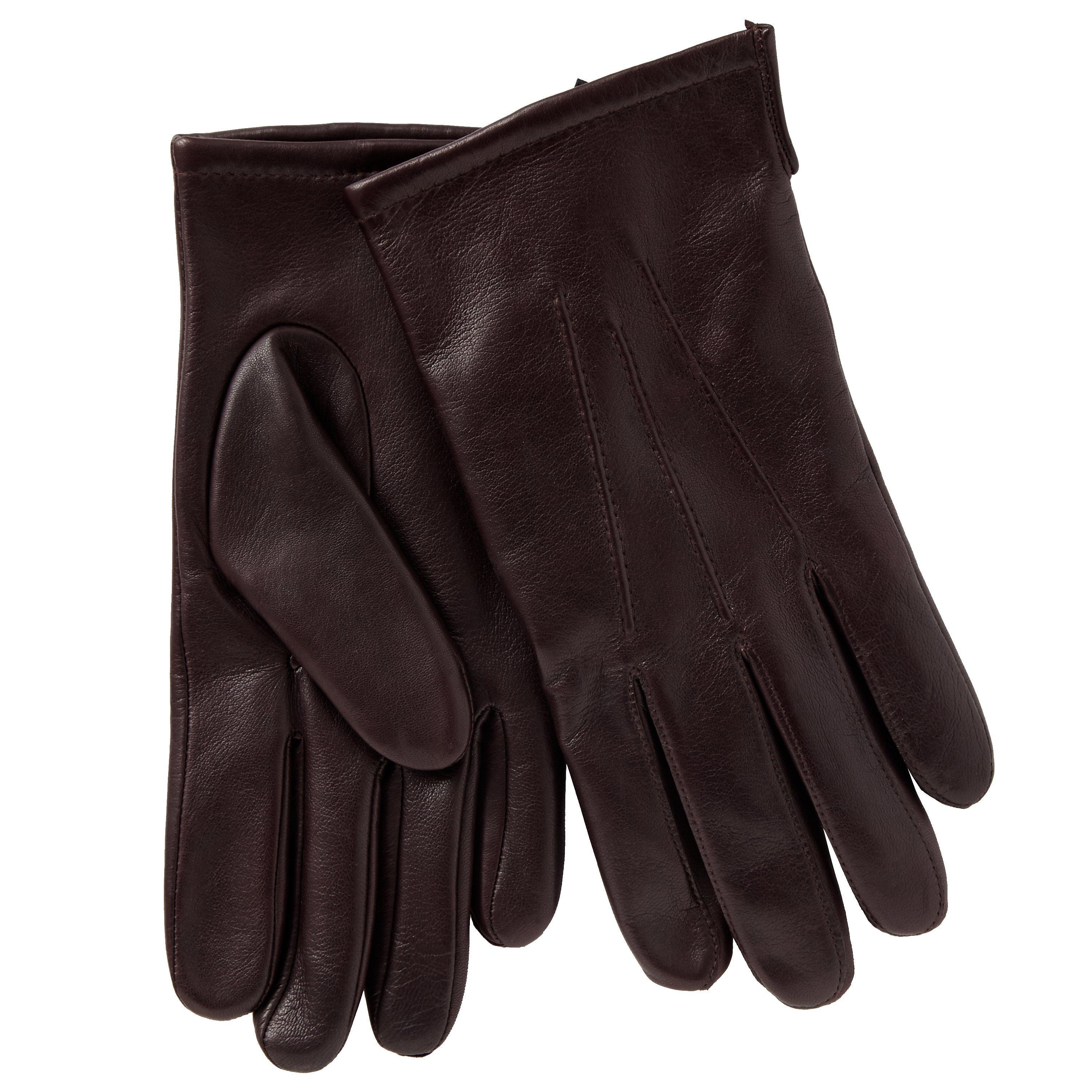 John Lewis & Partners Fleece Lined Leather Gloves, Oxblood, M