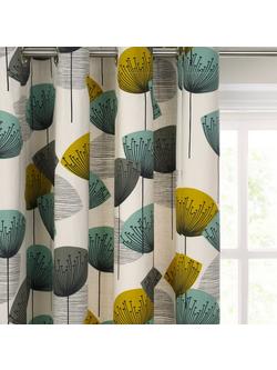 Sanderson Dandelion Clocks Pair Lined Eyelet Curtains, Aqua, Aqua