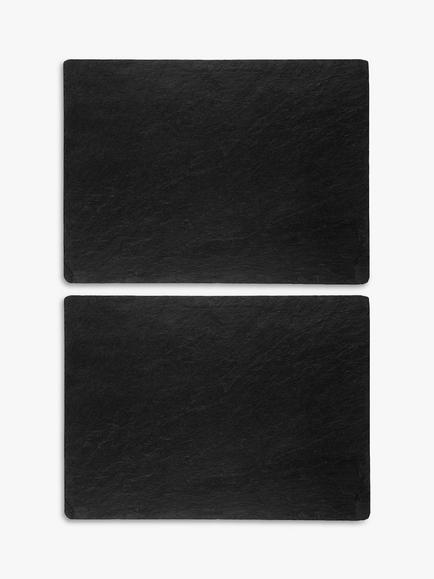 Selbrae House Rectangular Slate Placemats, Set of 2, Black, Black
