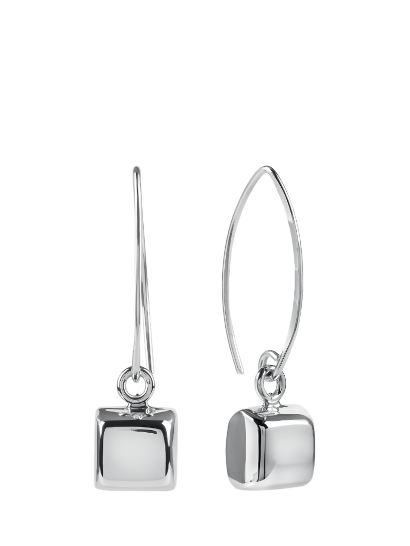 Andea Silver Cube Wire Drop Earrings