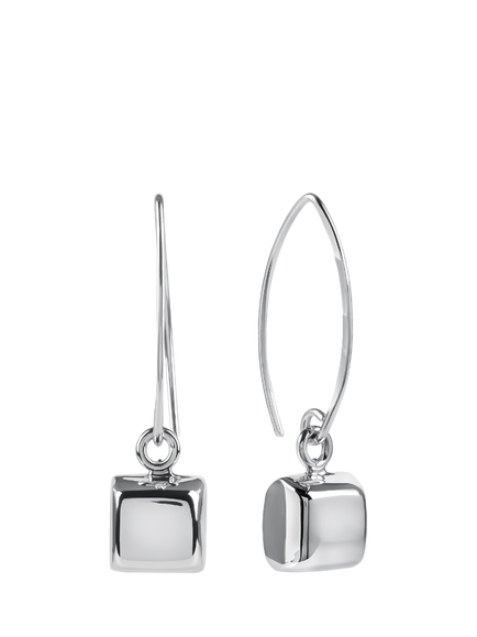 Andea Silver Cube Wire Drop Earrings, 