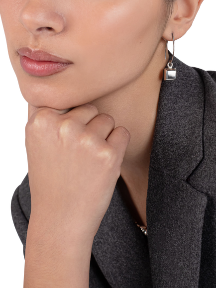 Andea Silver Cube Wire Drop Earrings - view 2, 