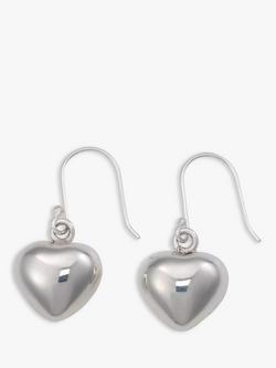 Andea Silver Puffed Heart Drop Earrings, 