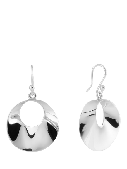 Andea Silver Round Twist Drop Earrings, 