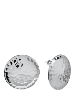 Andea Silver Hammered Disc Stud Earrings, 