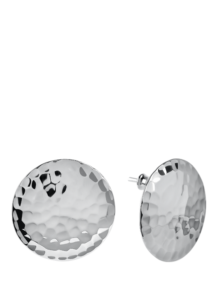 Andea Silver Hammered Disc Stud Earrings, 