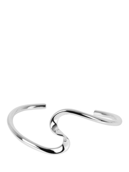 Andea Silver Sculptured Twist Half Bangle, 