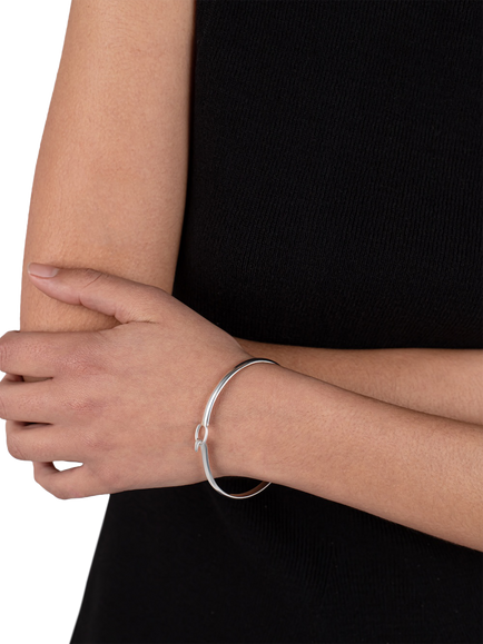 Andea Silver Open Belt Bangle - view 2, 