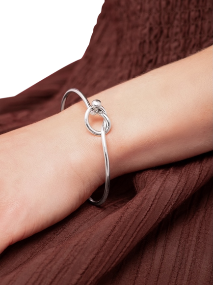 Andea Lovers Knot Silver Bangle - view 2, 